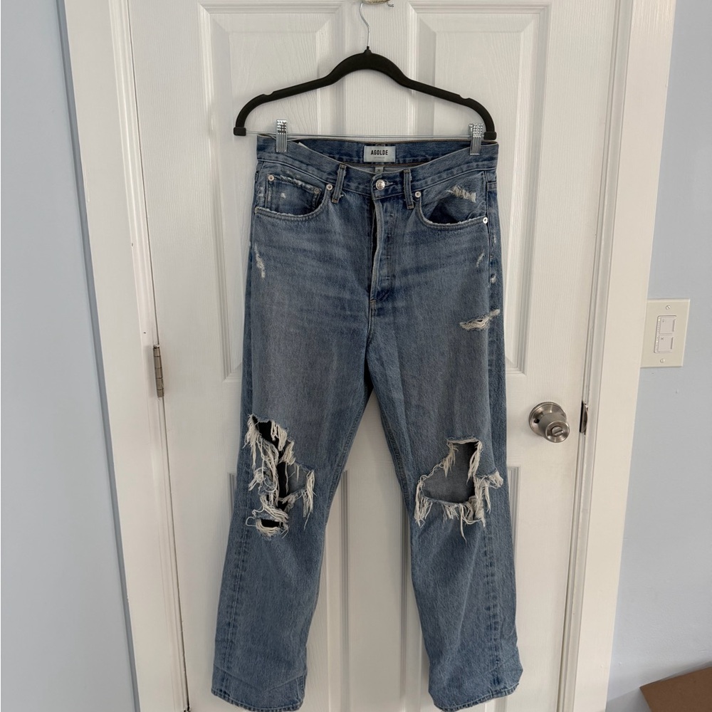 Agolde 90s straight leg distressed jeans